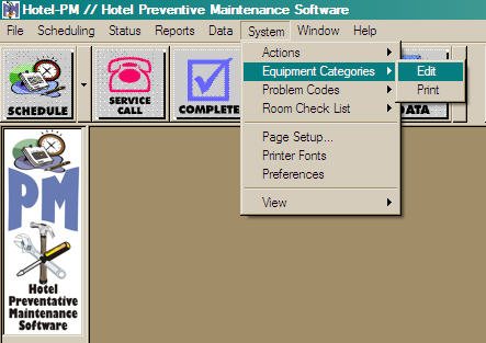 Select Edit Equipment Categories