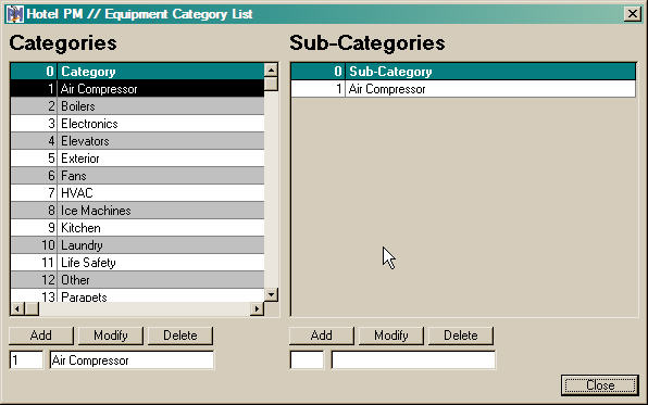 Equipment Categories