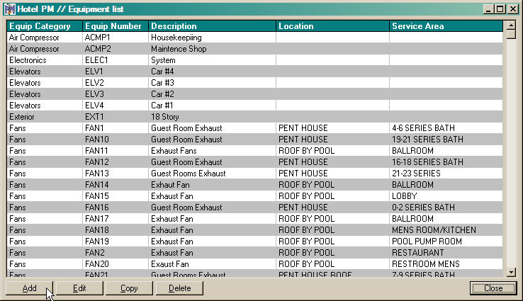 Equipment List