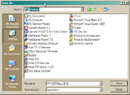 Save Setup As Dialog